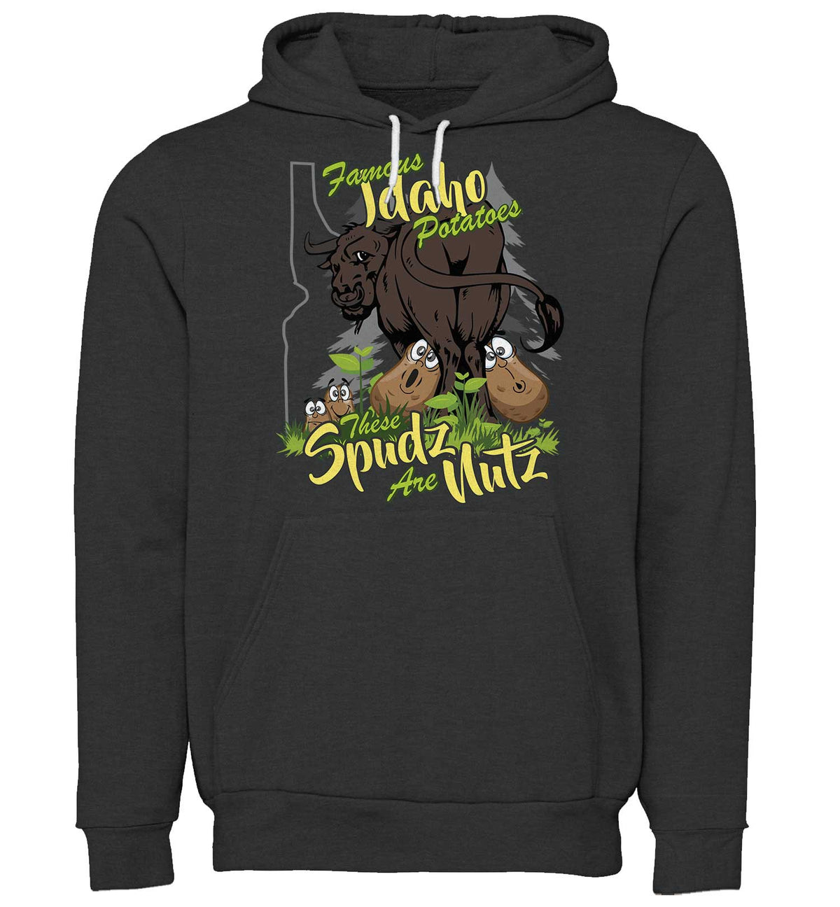 Idaho Spudz Pullover PNW Hoodie Sweatshirt - Front - Grey