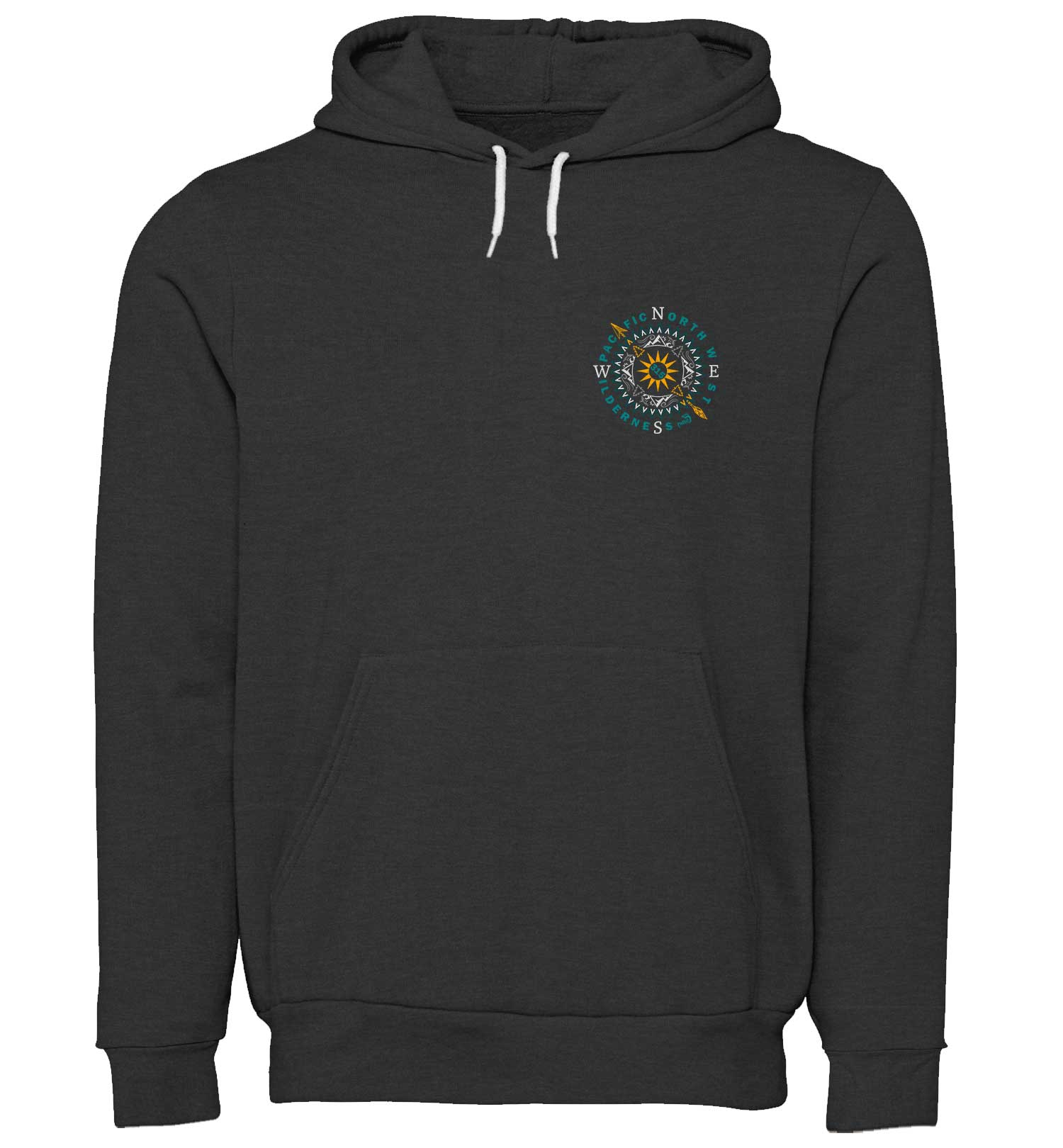 PNW Sun Peaks Compass Pullover Hoodie Sweatshirt - Front - Grey 