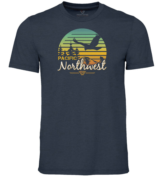 PNW Sunset Short Sleeve Shirt - Heather Navy