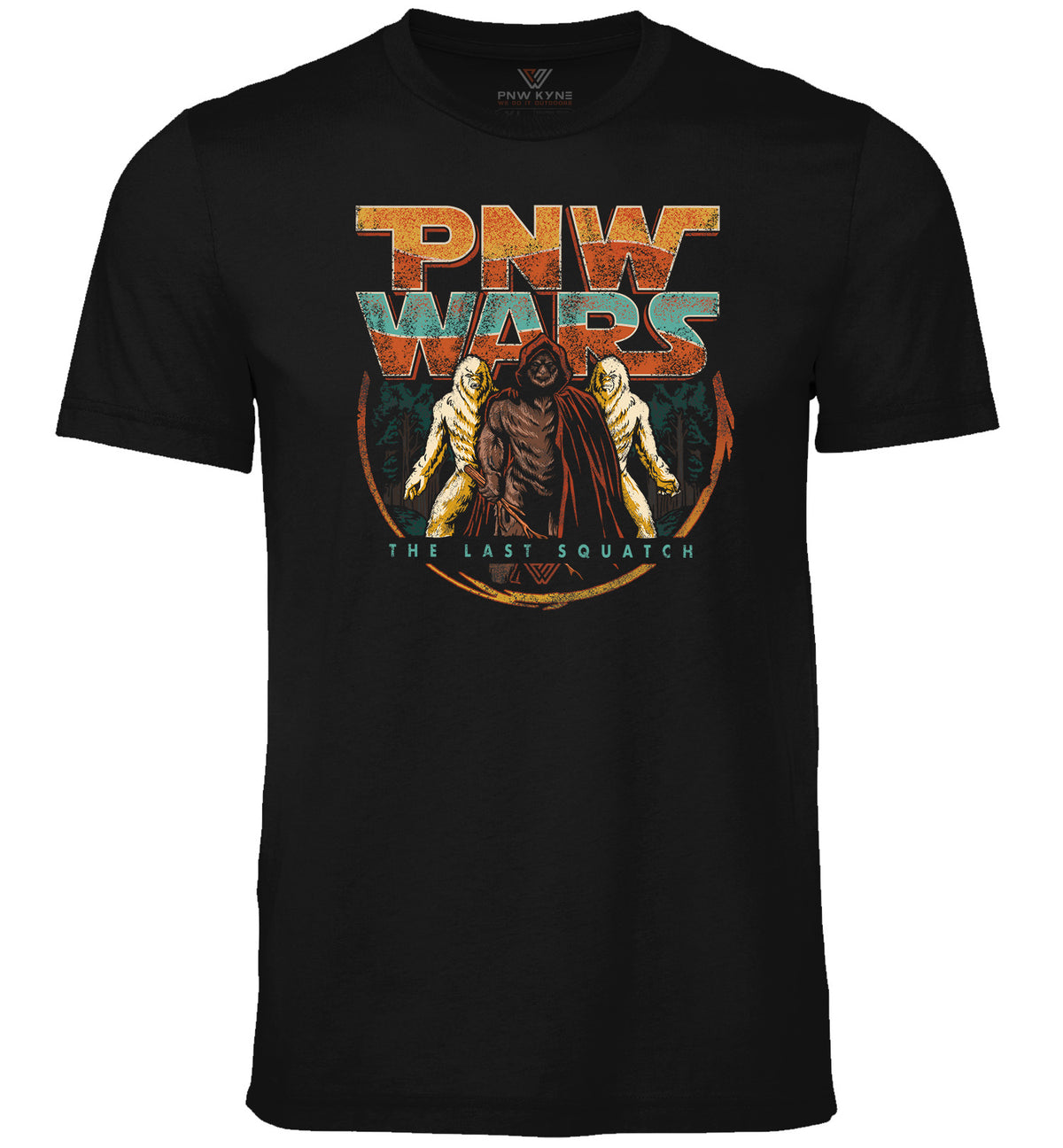 PNW Wars Last Squatch Short Sleeve Bigfoot Shirt - Black