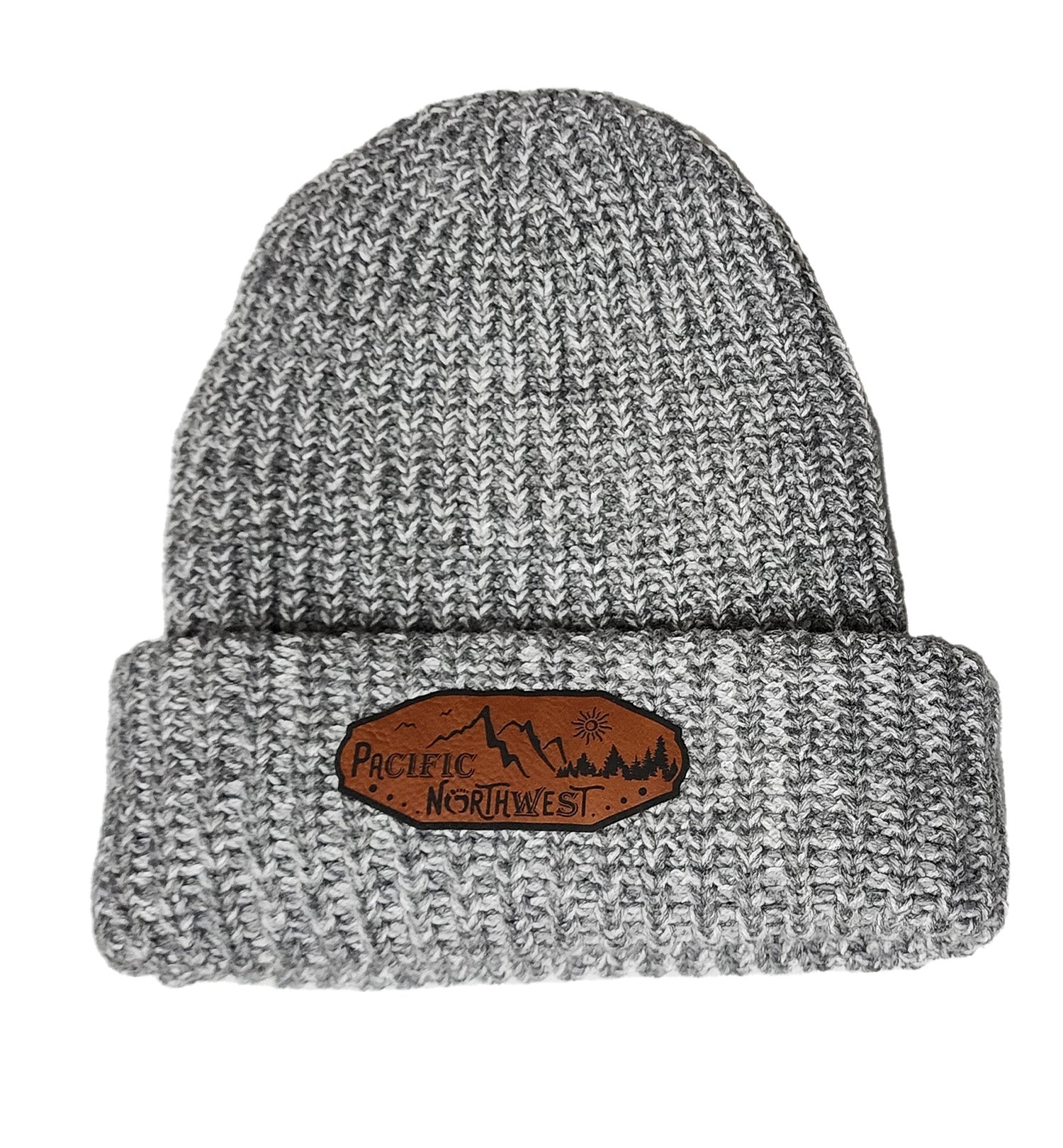 PNW  Hat - Majestic Northwest - Chunky Knit Beanie- Front - Grey