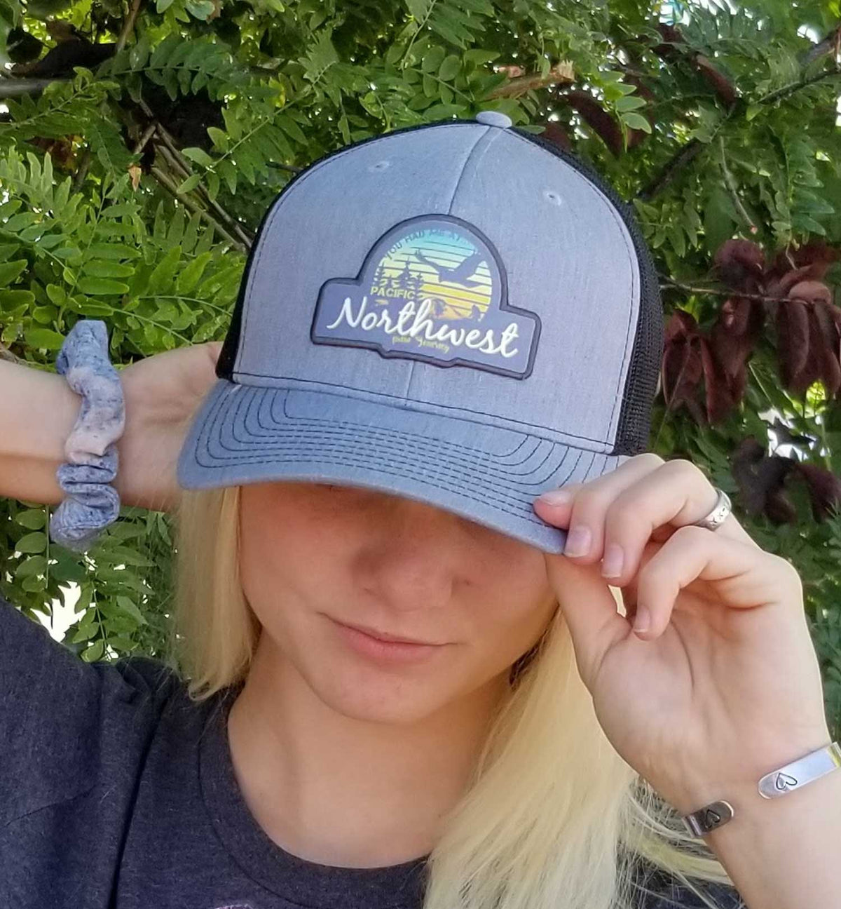 PNW Hat - Sunset Trucker Snapback - Heather Grey/Black Lifestyle