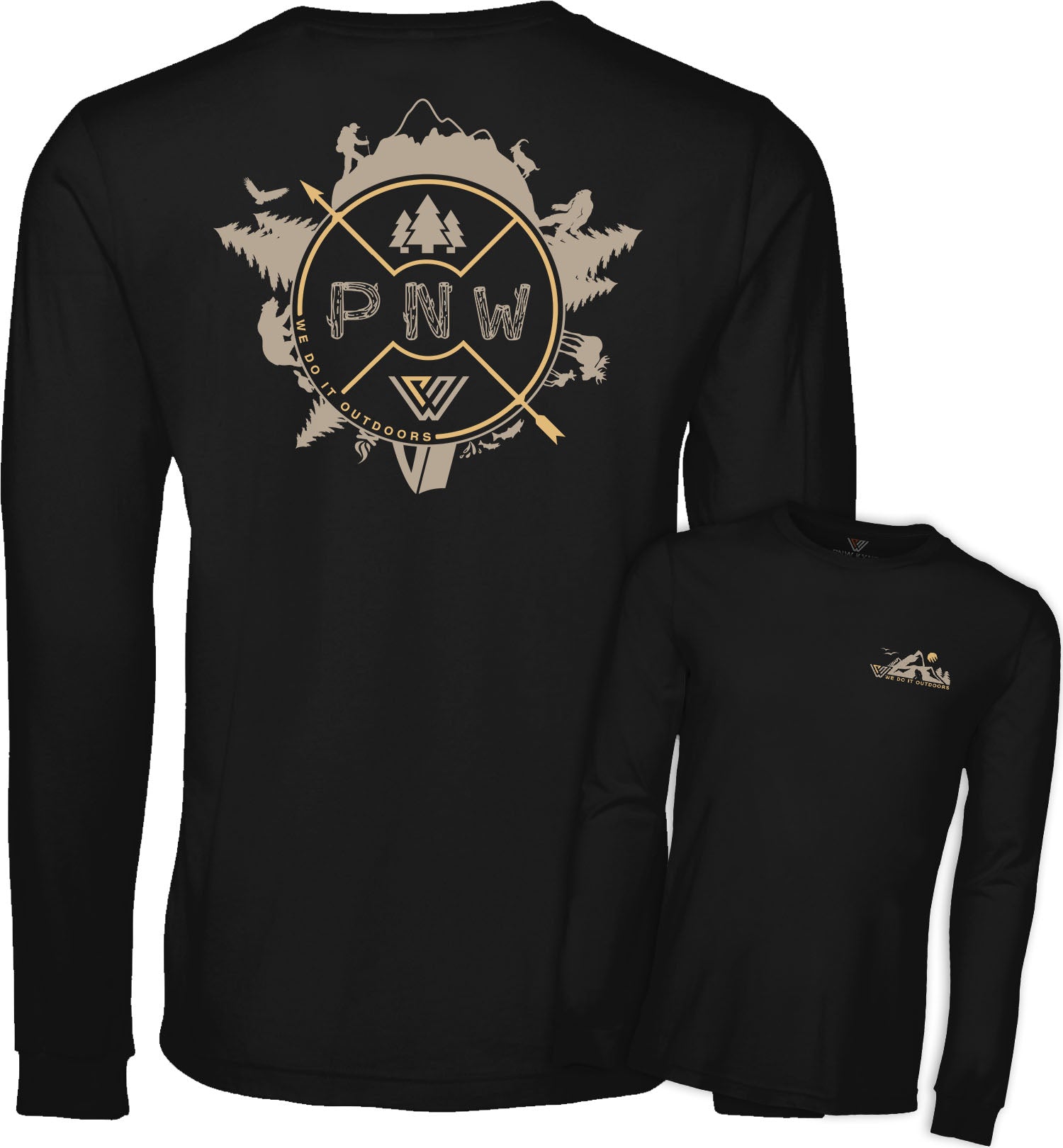 PNW Shirt - Around the PNW - Long Sleeve - Combined - Heather Navy