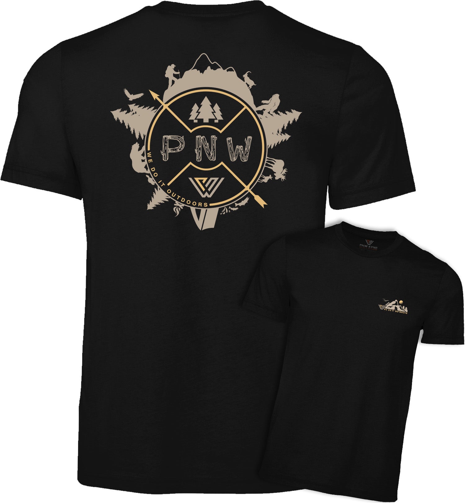 PNW Shirt - Around the PNW - Short Sleeve - Combined - Black Brown