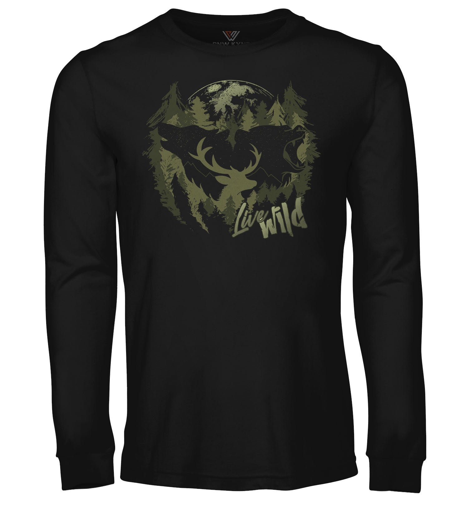 PNW Shirt - Live Wild Trifecta - Long Sleeve - Front - Black