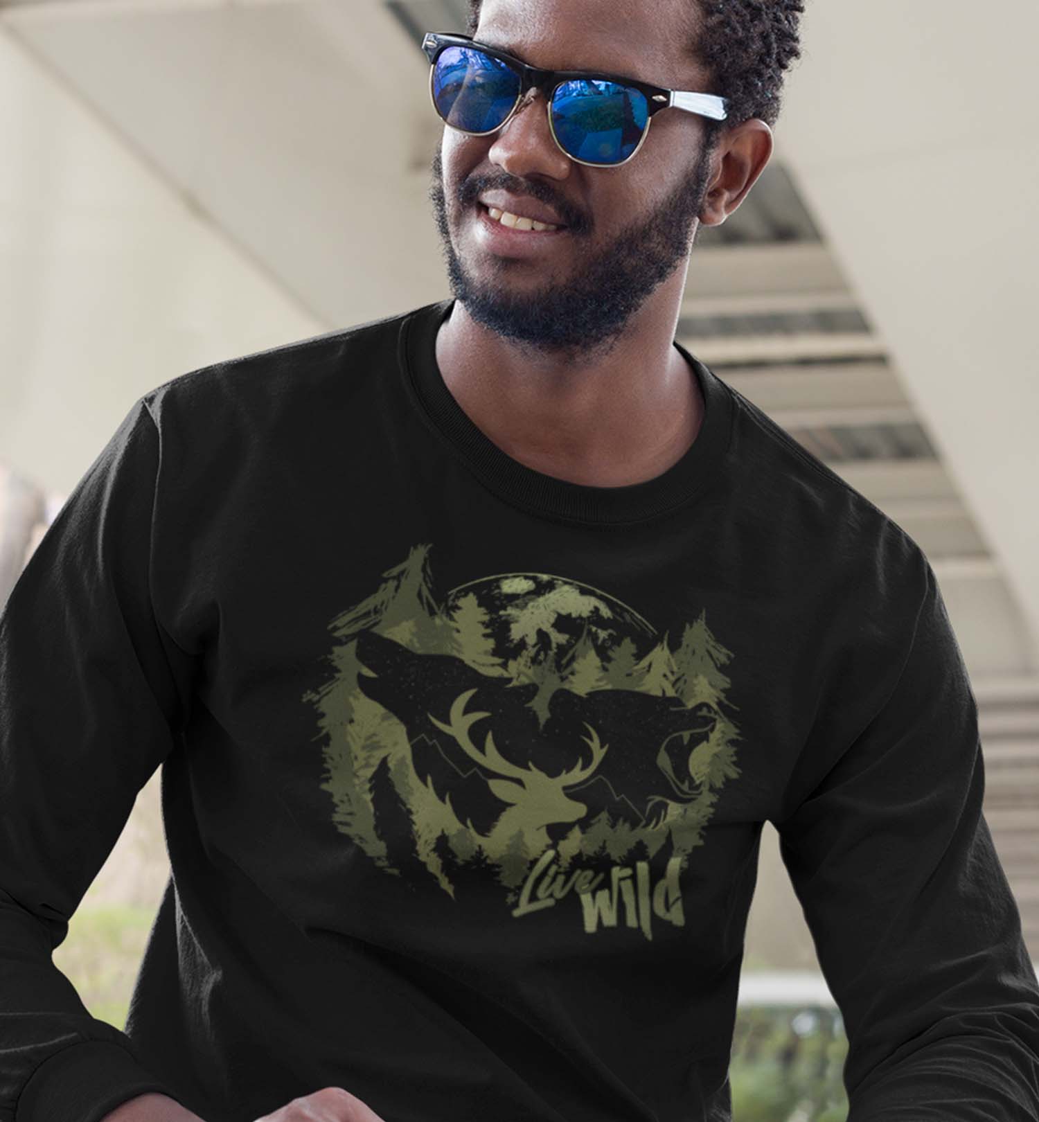 PNW Shirt - Live Wild Trifecta - Long Sleeve - Front - Black