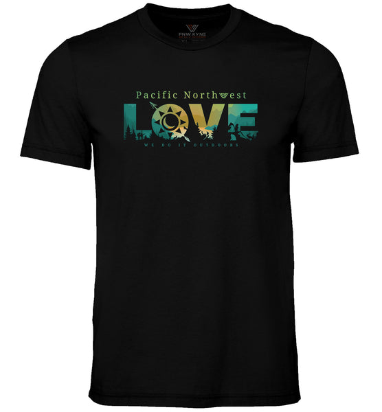 PNW Shirt - Pacific Northwest LOVE - Short Sleeve - Front - Black