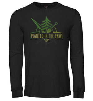 PNW Shirt - Planted in the PNW - Long Sleeve - Front - Dark Grey Heather
