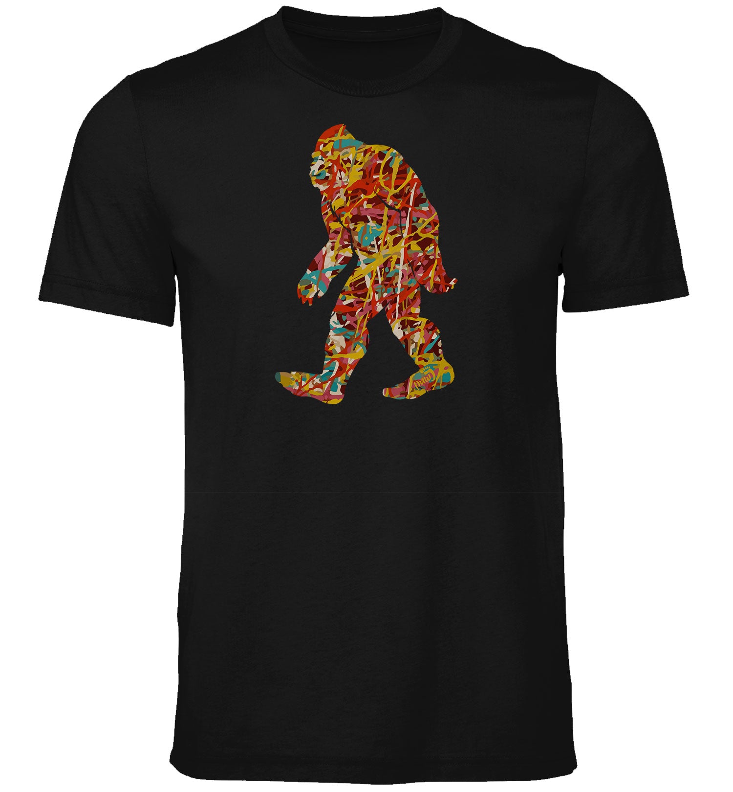 Bigfoot Shirt - Pollock Style - Short Sleeve - Front - Black