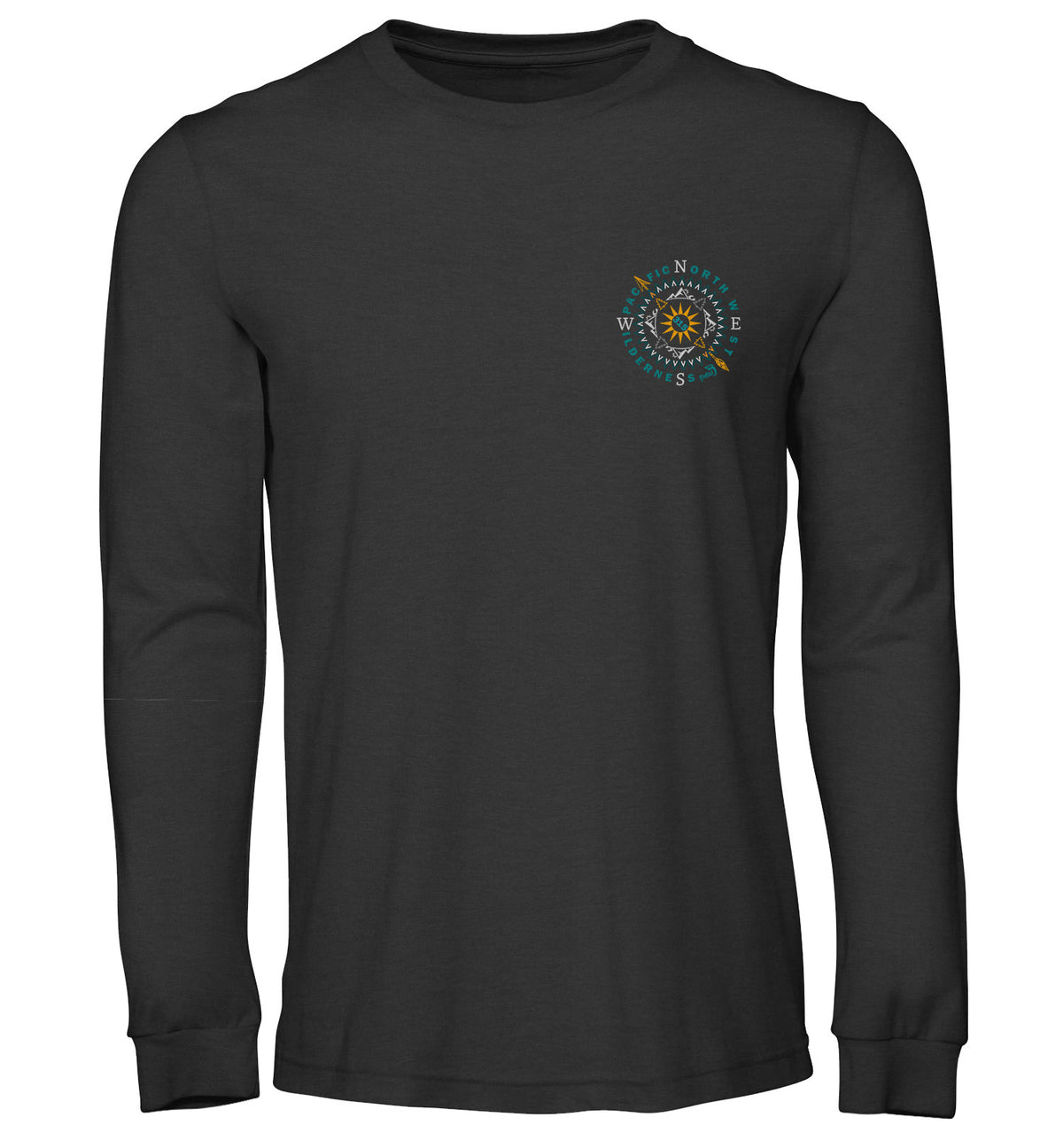 PNW Shirt - Sun n Peaks Compass - Long Sleeve - Front - Dark Grey Heather
