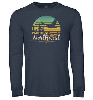 PNW Shirt - Sunset - Long Sleeve - Front - Heather Navy