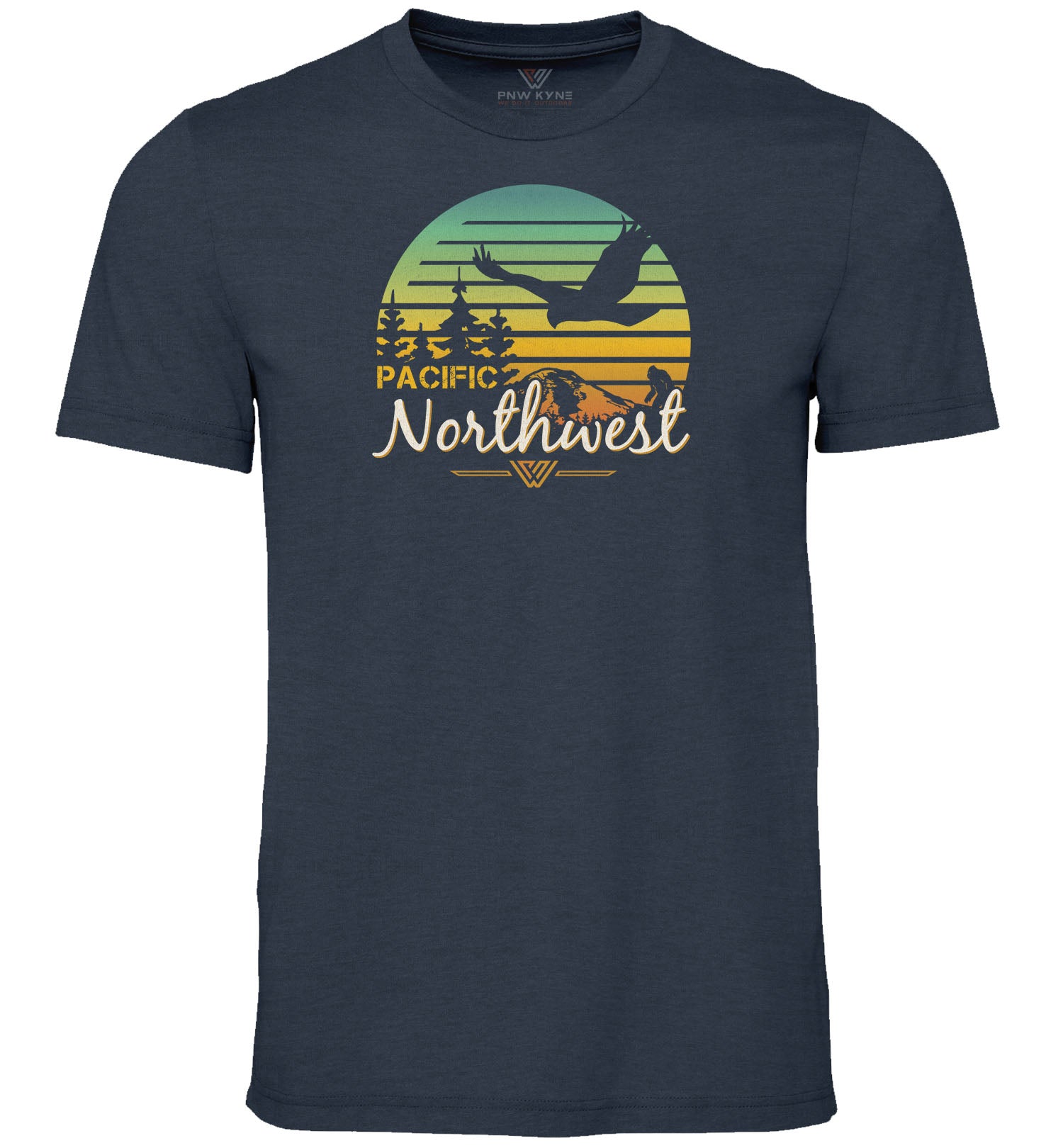 PNW Shirt - Sunset - Short Sleeve - Front - Heather Navy