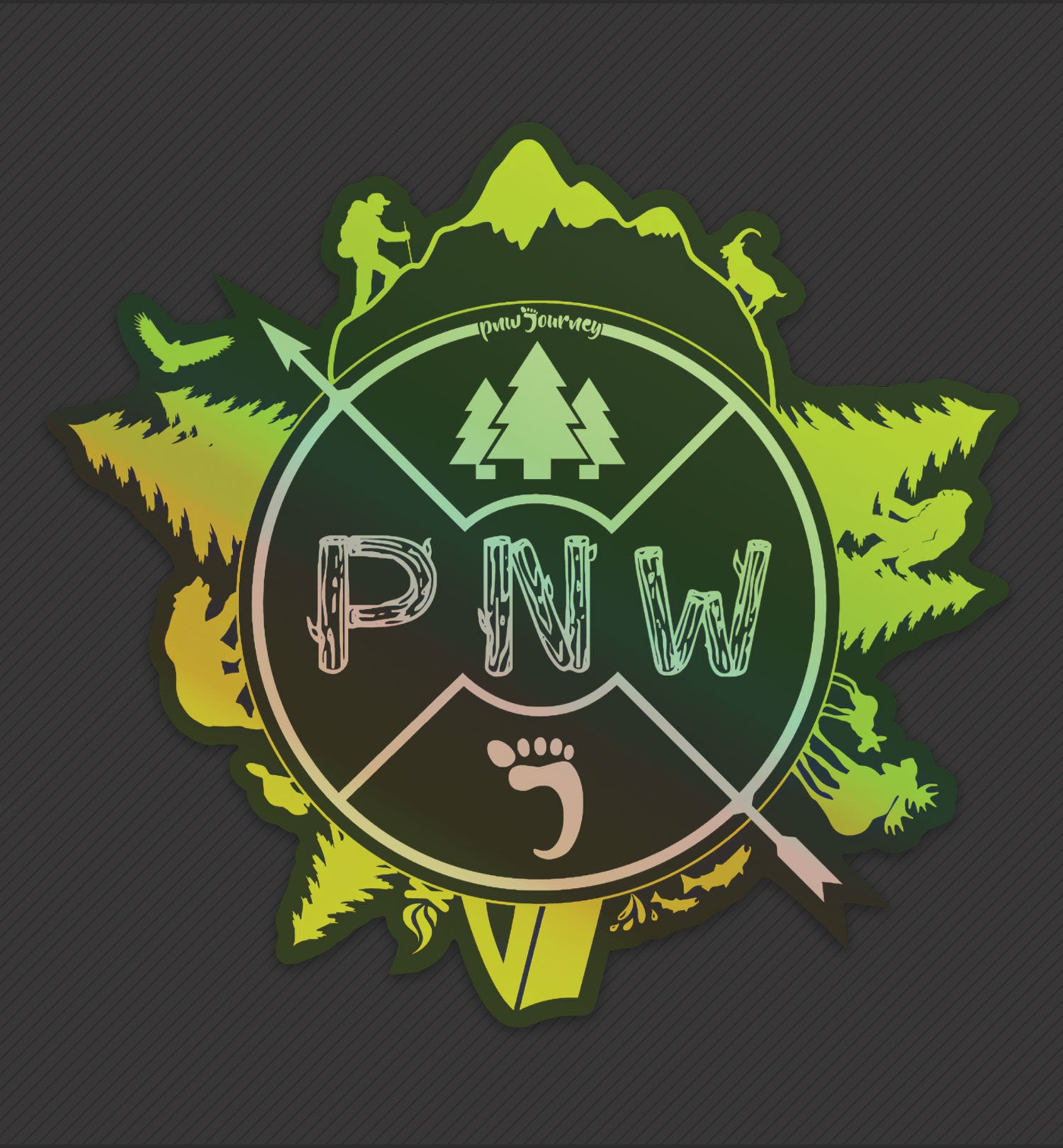 PNW Sticker - Around the PNW - Holographic - Green