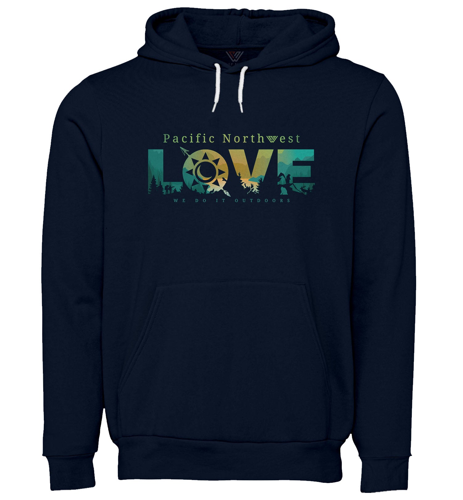 PNW Sweatshirt - Pacific Northewest LOVE - Pullover Hoodie - Front - Navy